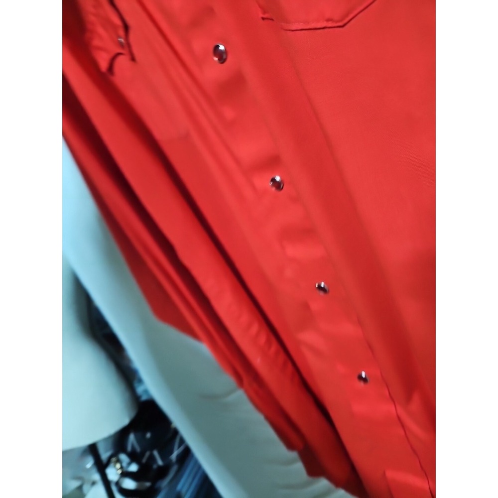 Vintage Karman Pearl Snap Shirt Men Medium Red Western Long Sleeve Cowboy 17X34 - Picture 5 of 10